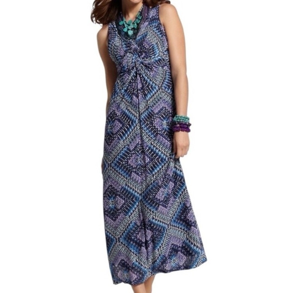 Chico's Maida Textured Sleeveless Maxi Dress Size Medium Resortwear Travel